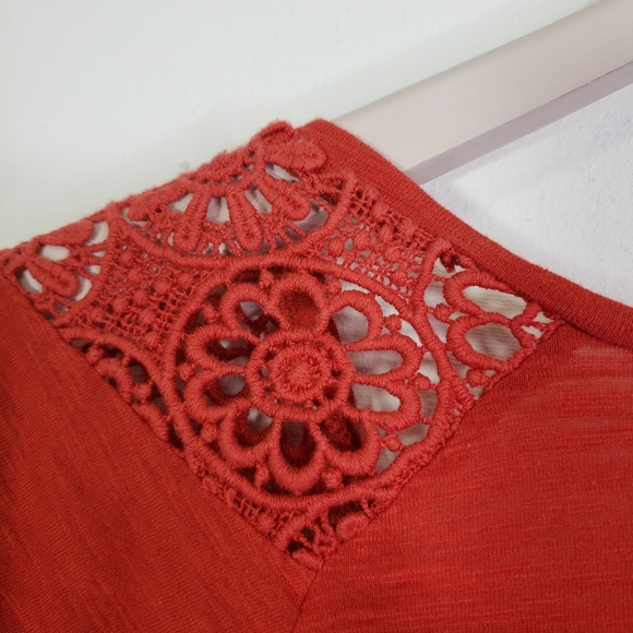 Lucky Brand Modal Crochet V Neck Tee Shirt M - Picture 5 of 7